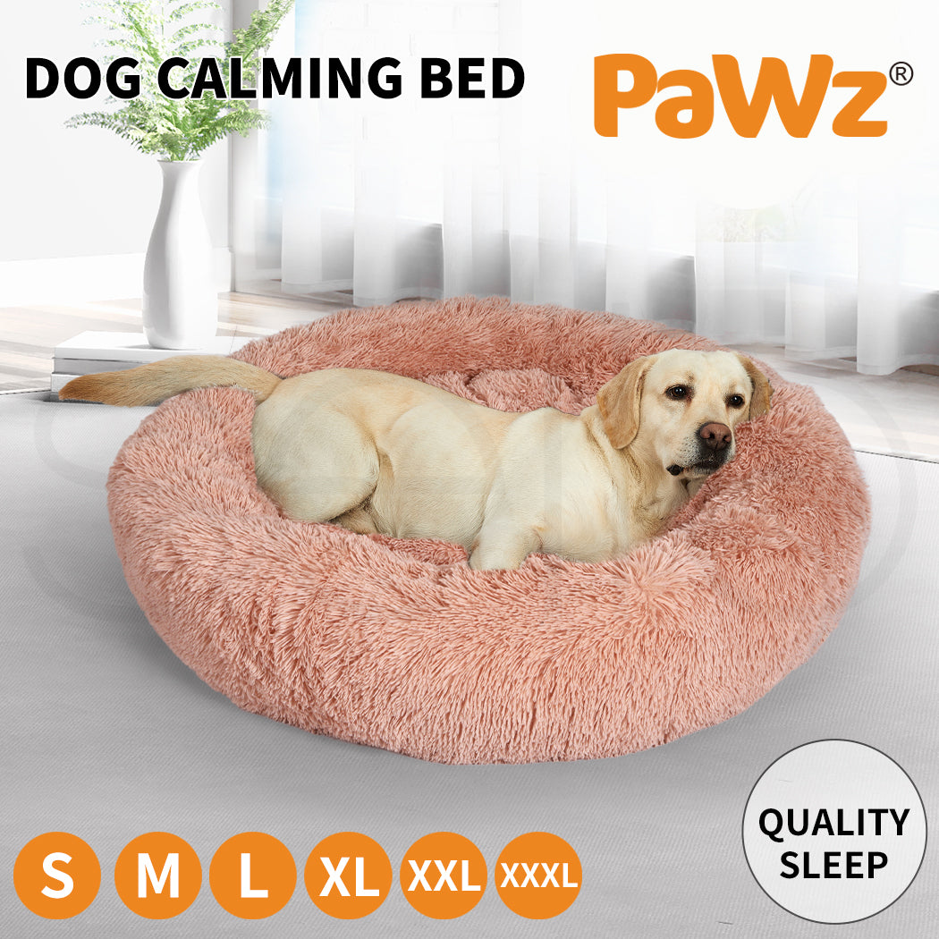 Pawz Plush Dog Calming Bed - Thick, Soft, Round, and Washable for Large Breeds