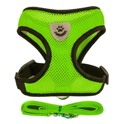 Adjustable Polyester Mesh Cat Harness Vest with Leash for Small and Medium Dogs