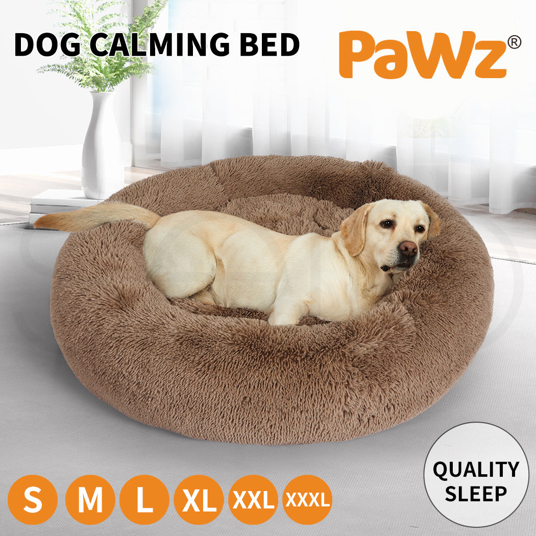 Pawz Plush Dog Calming Bed - Thick, Soft, Round, and Washable for Large Breeds
