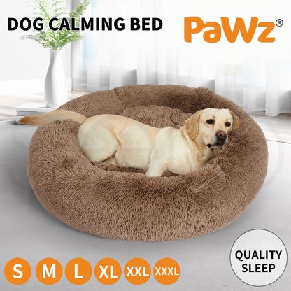 Pawz Plush Dog Calming Bed - Thick, Soft, Round, and Washable for Large Breeds