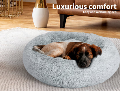 Pawz Plush Dog Calming Bed - Thick, Soft, Round, and Washable for Large Breeds