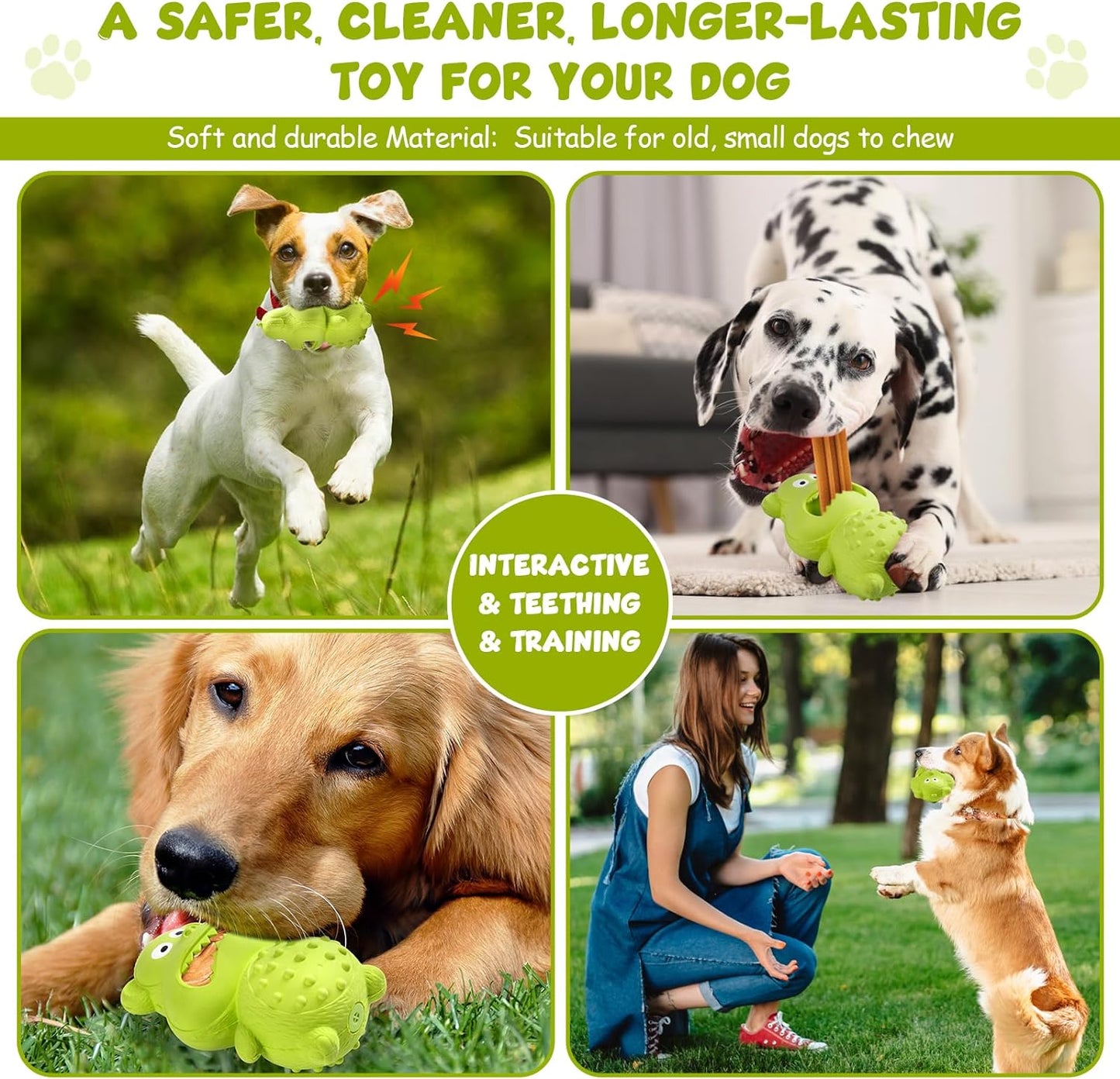 Durable Natural Rubber Dog Toys for Aggressive Chewers - Indestructible Squeaky Chew Toys for Interactive Play