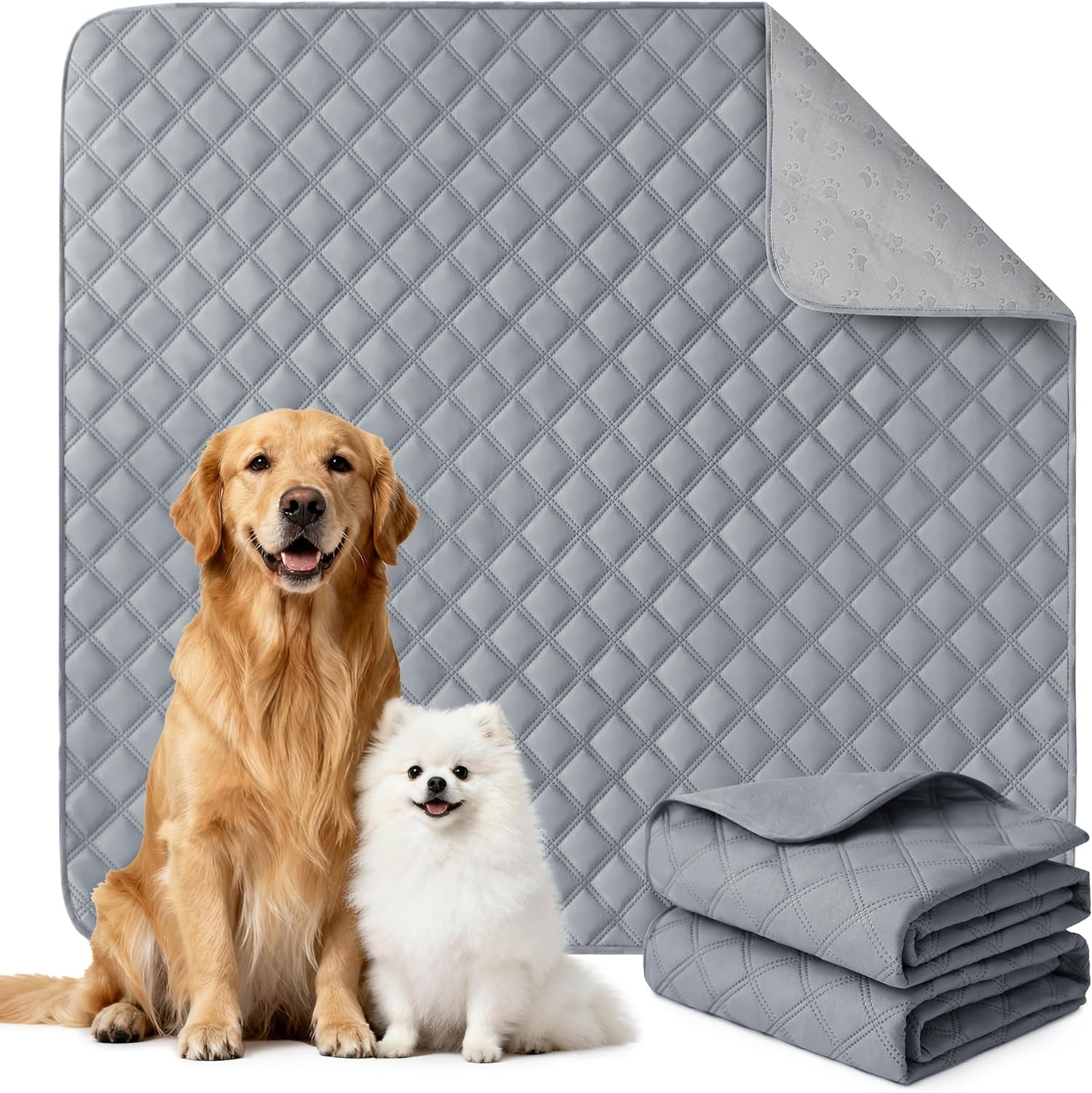 Large/Extra Large Reusable Washable Dog Pee Pads - 36'' x 41'' - 2 Pack, Absorbent Non-Slip Waterproof Potty Training Pads, Leak-Proof Whelping Solutions
