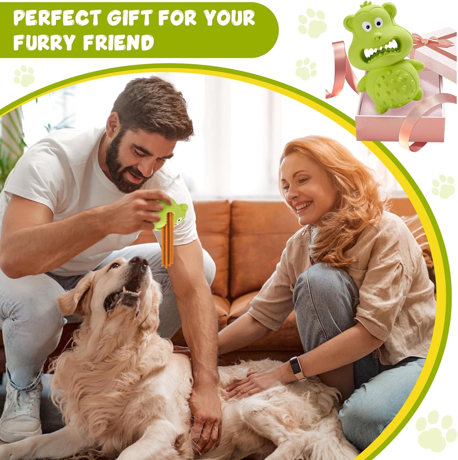 Durable Natural Rubber Dog Toys for Aggressive Chewers - Indestructible Squeaky Chew Toys for Interactive Play