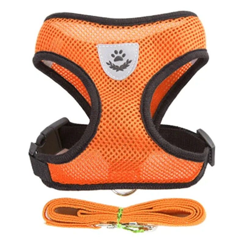 Adjustable Polyester Mesh Cat Harness Vest with Leash for Small and Medium Dogs