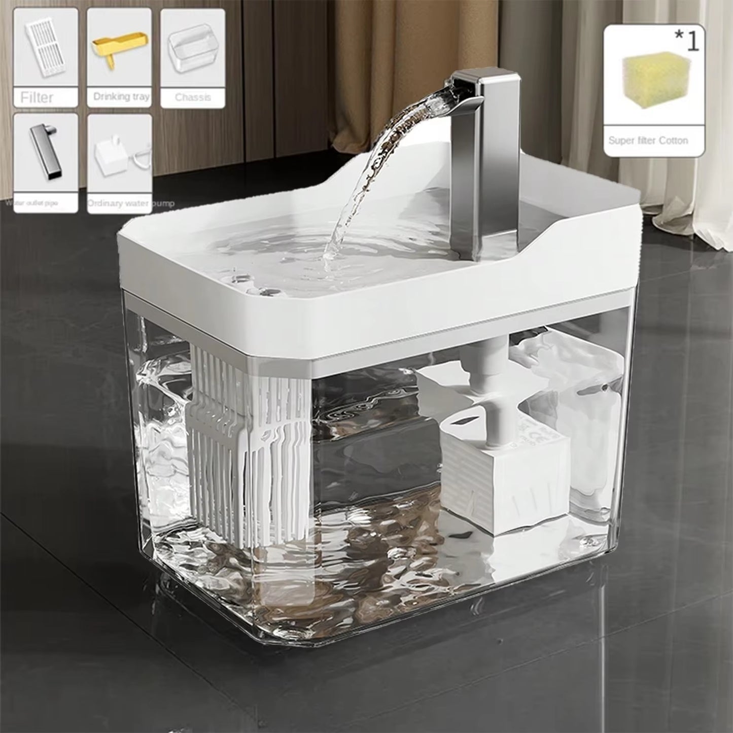 Automatic Cat Water Fountain with USB-Powered Pump and Anti-Dry Burning Filter System
