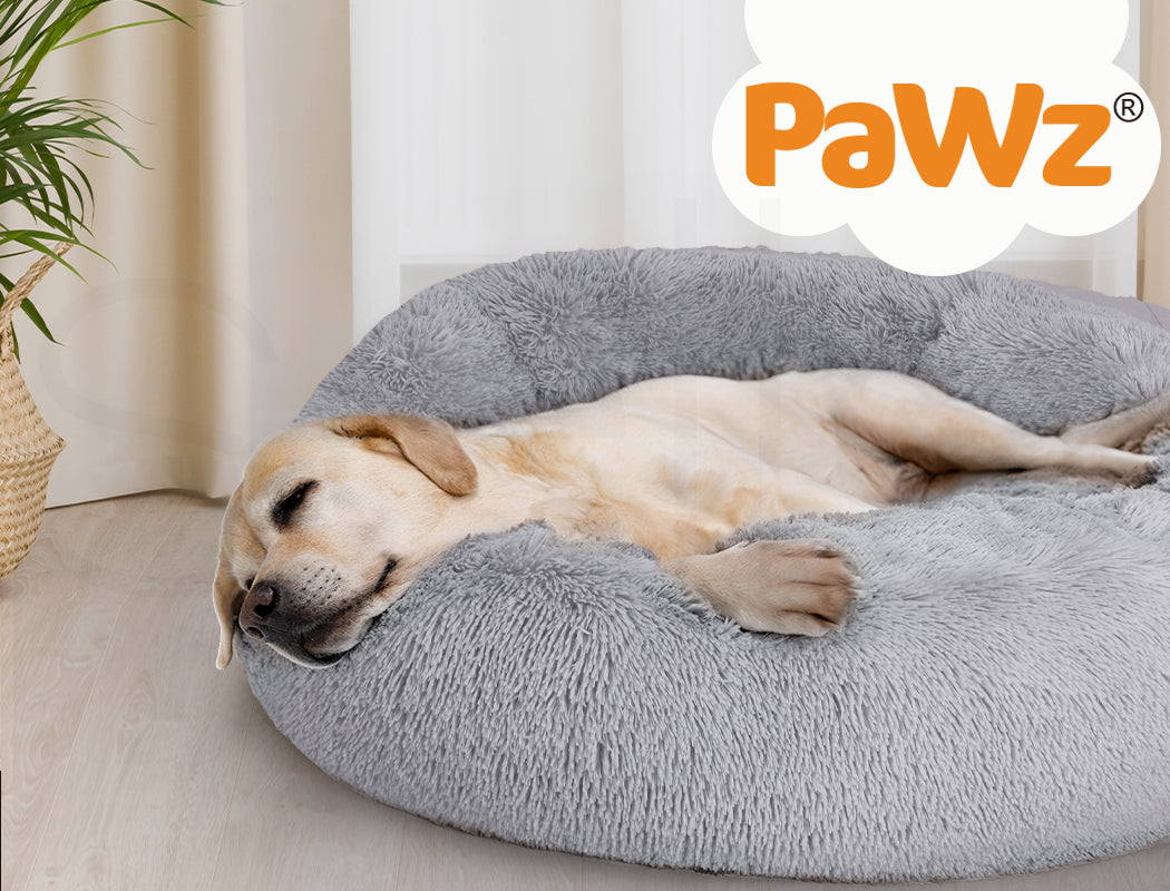 Pawz Plush Dog Calming Bed - Thick, Soft, Round, and Washable for Large Breeds