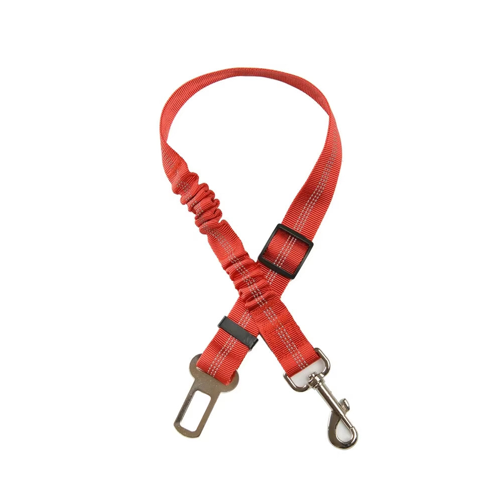 Adjustable Reflective Nylon Dog Seat Belt for Small and Large Breeds - Elastic Travel Safety Restraint for Puppies and French Bulldogs