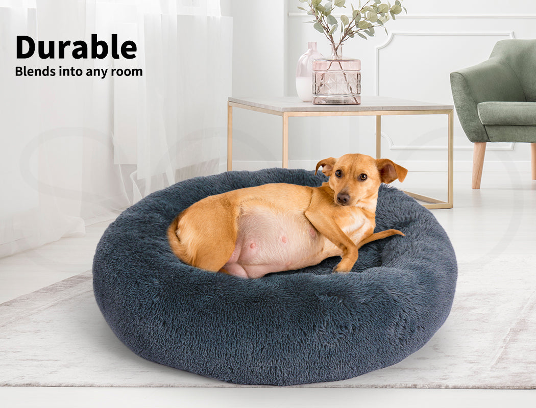 Pawz Plush Dog Calming Bed - Thick, Soft, Round, and Washable for Large Breeds