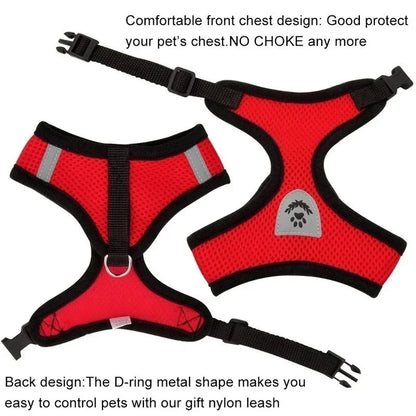 Adjustable Polyester Mesh Cat Harness Vest with Leash for Small and Medium Dogs