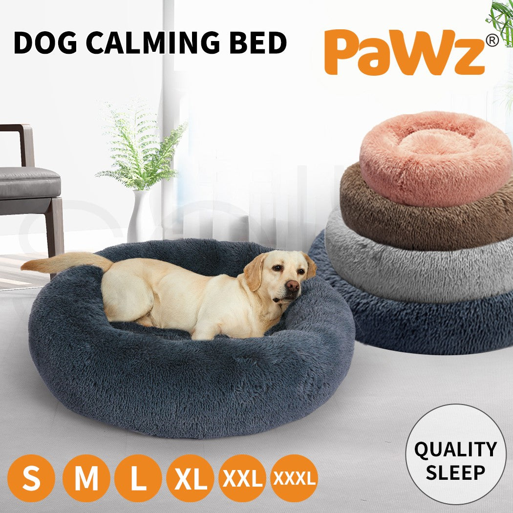 Pawz Plush Dog Calming Bed - Thick, Soft, Round, and Washable for Large Breeds