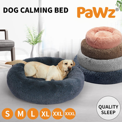 Pawz Plush Dog Calming Bed - Thick, Soft, Round, and Washable for Large Breeds
