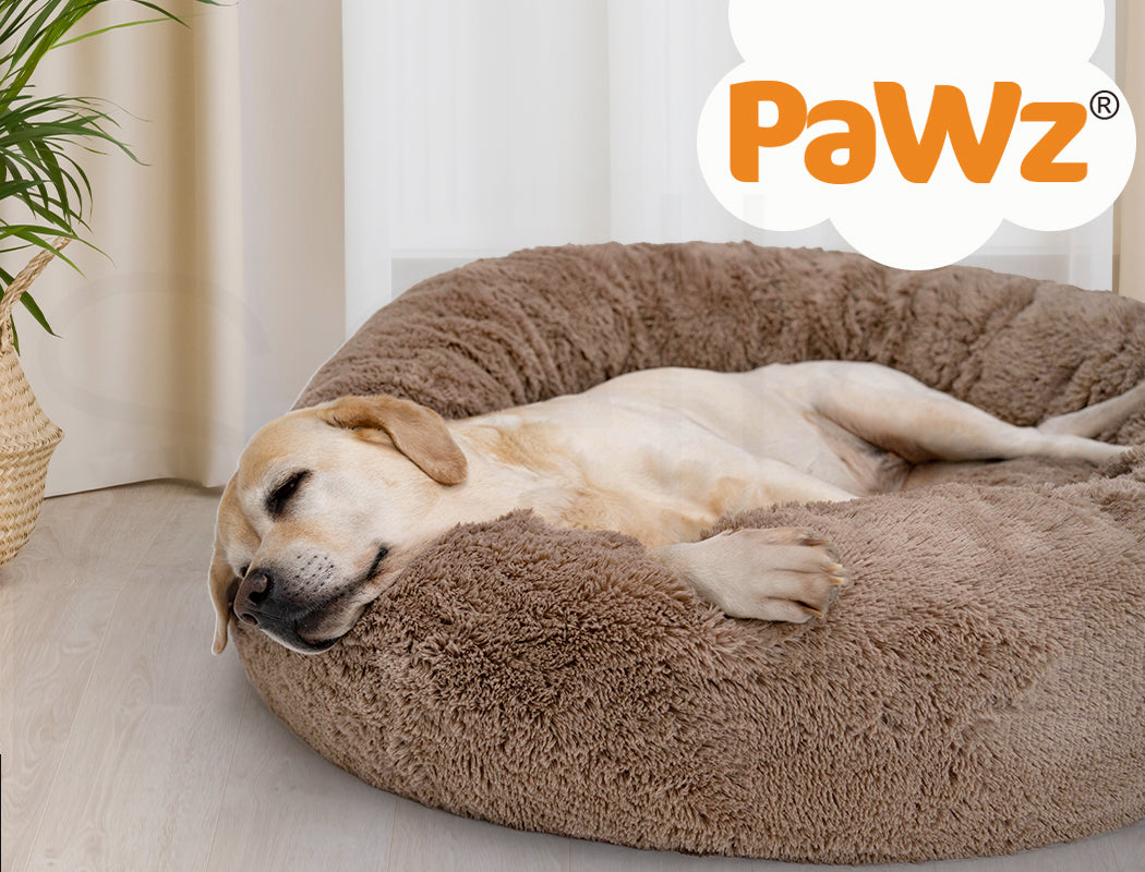 Pawz Plush Dog Calming Bed - Thick, Soft, Round, and Washable for Large Breeds