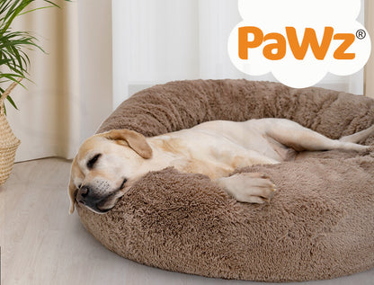 Pawz Plush Dog Calming Bed - Thick, Soft, Round, and Washable for Large Breeds