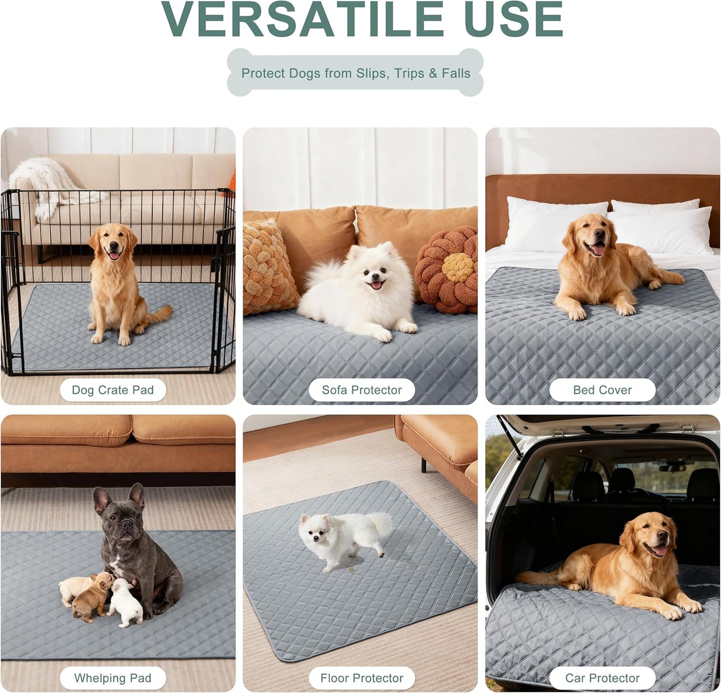 Large/Extra Large Reusable Washable Dog Pee Pads - 36'' x 41'' - 2 Pack, Absorbent Non-Slip Waterproof Potty Training Pads, Leak-Proof Whelping Solutions