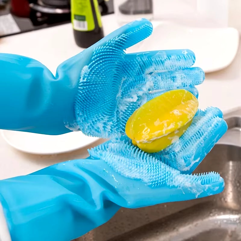 Pet Grooming Silicone Cleaning Gloves for Dogs and Cats - Bathing, Scrubbing, and Hair Removal Tool
