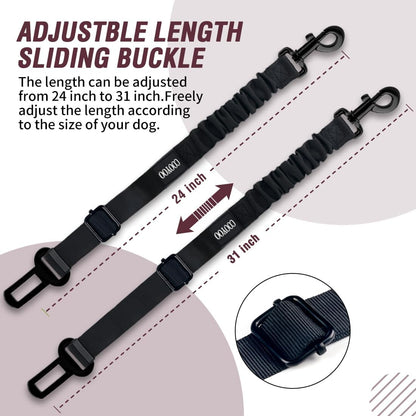 Retractable Dog Seat Belt Set - Adjustable Heavy Duty Nylon Pet Safety Harness for Vehicles