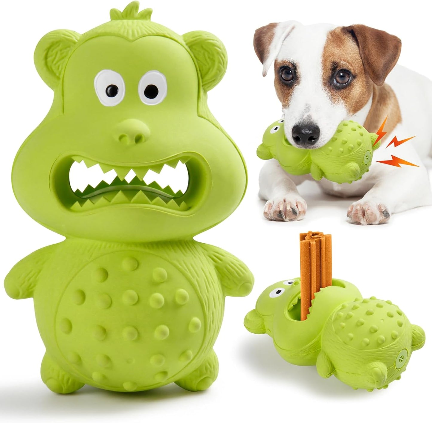 Durable Natural Rubber Dog Toys for Aggressive Chewers - Indestructible Squeaky Chew Toys for Interactive Play