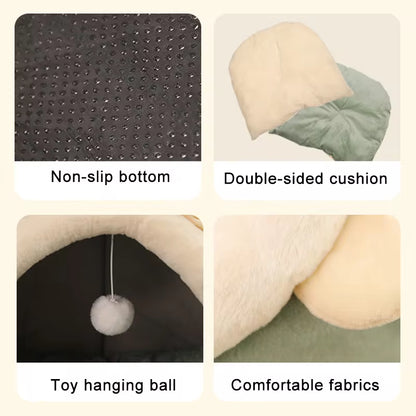 Self-Warming Pet Tent Bed for Cats and Small Dogs - Comfortable, Foldable, and Washable Cat Hut