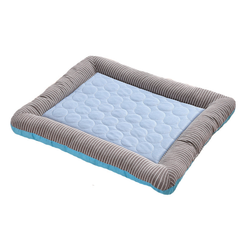 Pet Cooling Pad for Dogs and Cats - Soft Ice Silk Mat for Summer Comfort, Breathable Blue Design