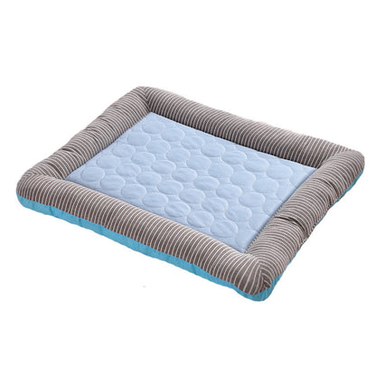 Pet Cooling Pad for Dogs and Cats - Soft Ice Silk Mat for Summer Comfort, Breathable Blue Design