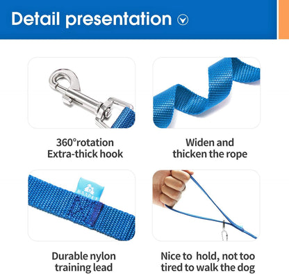Professional Dog Training Leash with Clickers - Available in 15, 20, 30, 50, and 100 Feet for Small, Medium, and Large Dogs or Cats (50 Feet, Blue)
