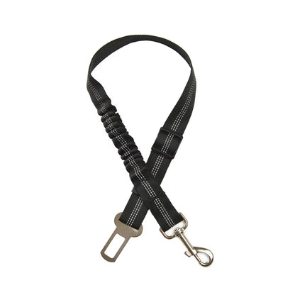 Adjustable Reflective Nylon Dog Seat Belt for Small and Large Breeds - Elastic Travel Safety Restraint for Puppies and French Bulldogs