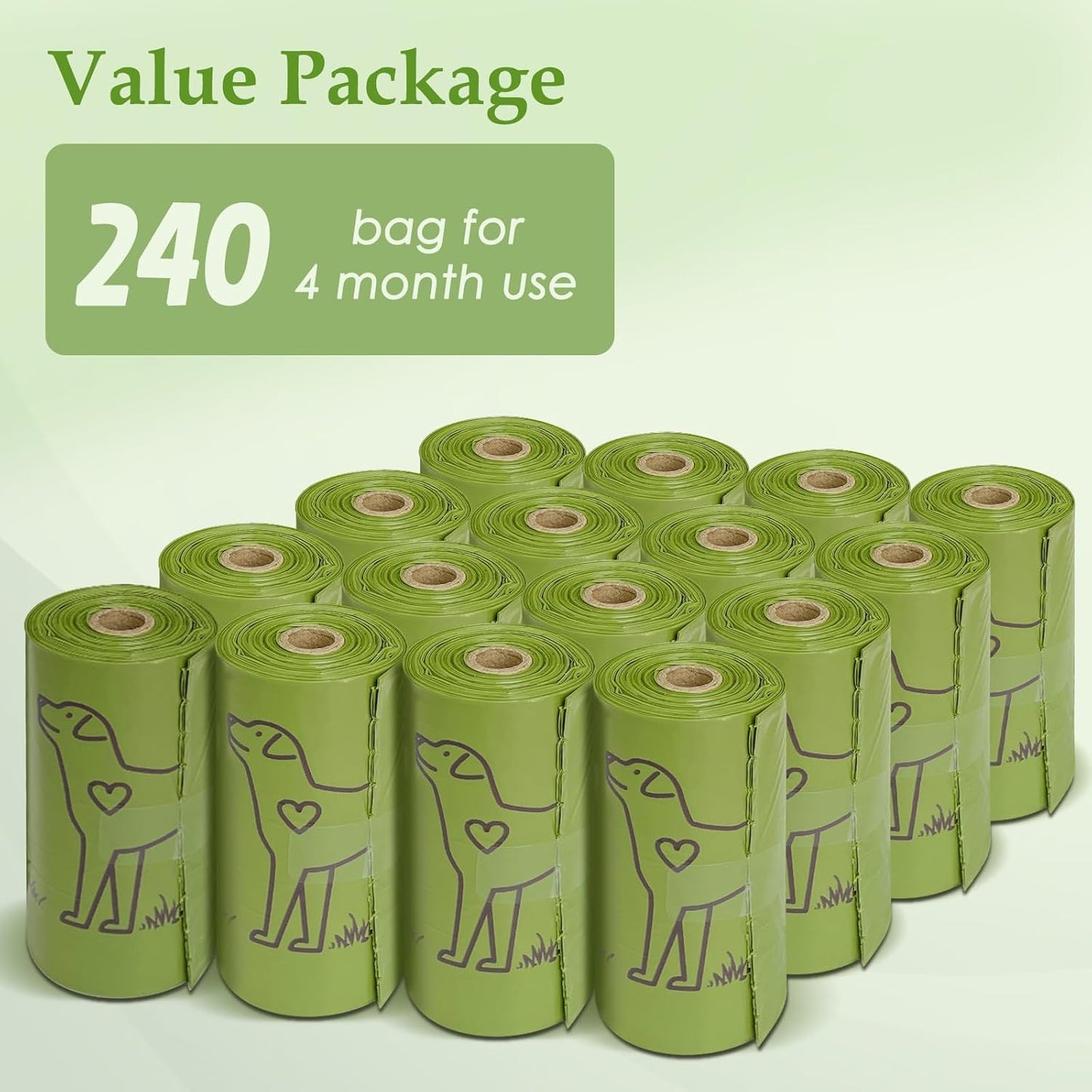 240 Count Leakproof 13” x 9” Dog Waste Bags Rolls - Durable and Scented Poop Bags for Dogs and Cats