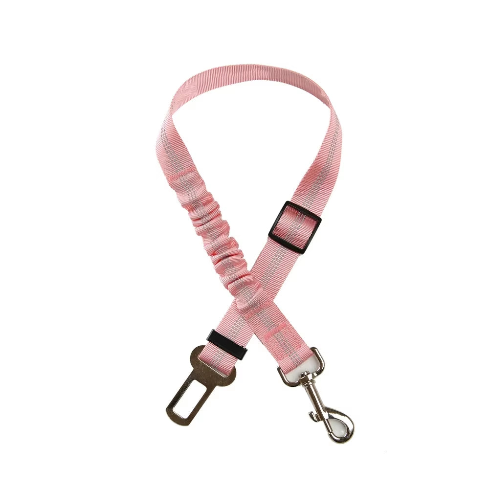 Adjustable Reflective Nylon Dog Seat Belt for Small and Large Breeds - Elastic Travel Safety Restraint for Puppies and French Bulldogs