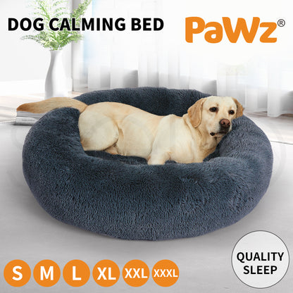Pawz Plush Dog Calming Bed - Thick, Soft, Round, and Washable for Large Breeds