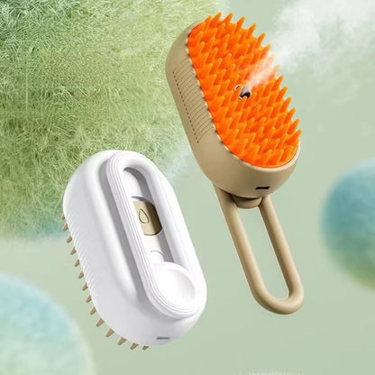 3-in-1 Electric Pet Grooming Brush with Steam Spray and Massage Features for Effective Hair Removal
