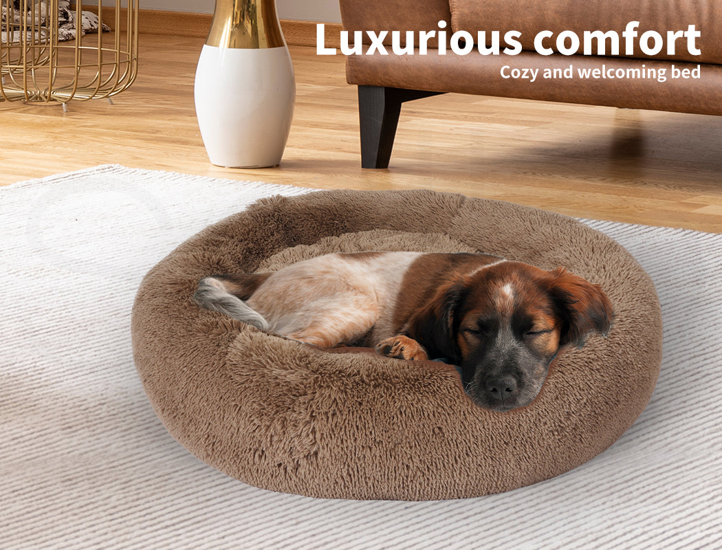 Pawz Plush Dog Calming Bed - Thick, Soft, Round, and Washable for Large Breeds