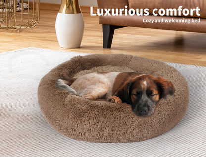 Pawz Plush Dog Calming Bed - Thick, Soft, Round, and Washable for Large Breeds