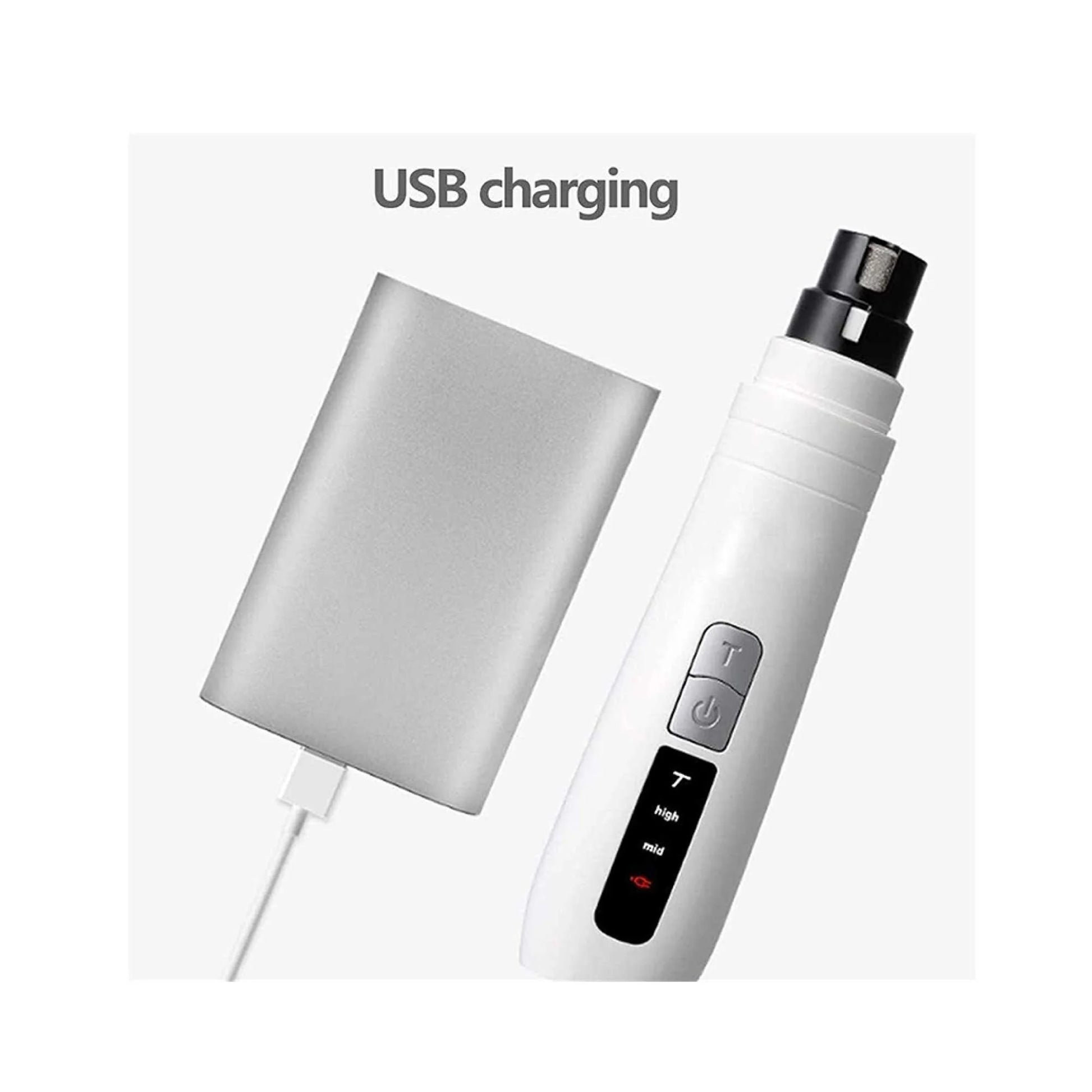 Electric Pet Nail Grinder for Dogs and Cats - Turbo USB Rechargeable Claw File N9