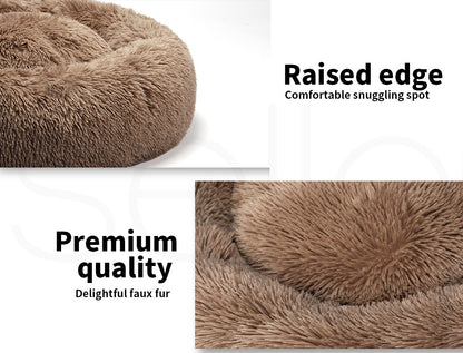 Pawz Plush Dog Calming Bed - Thick, Soft, Round, and Washable for Large Breeds