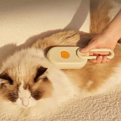 3-in-1 Electric Pet Grooming Brush with Steam Spray and Massage Features for Effective Hair Removal