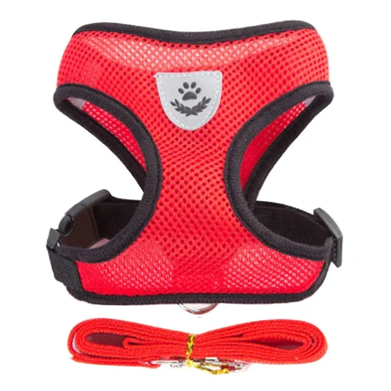 Adjustable Polyester Mesh Cat Harness Vest with Leash for Small and Medium Dogs