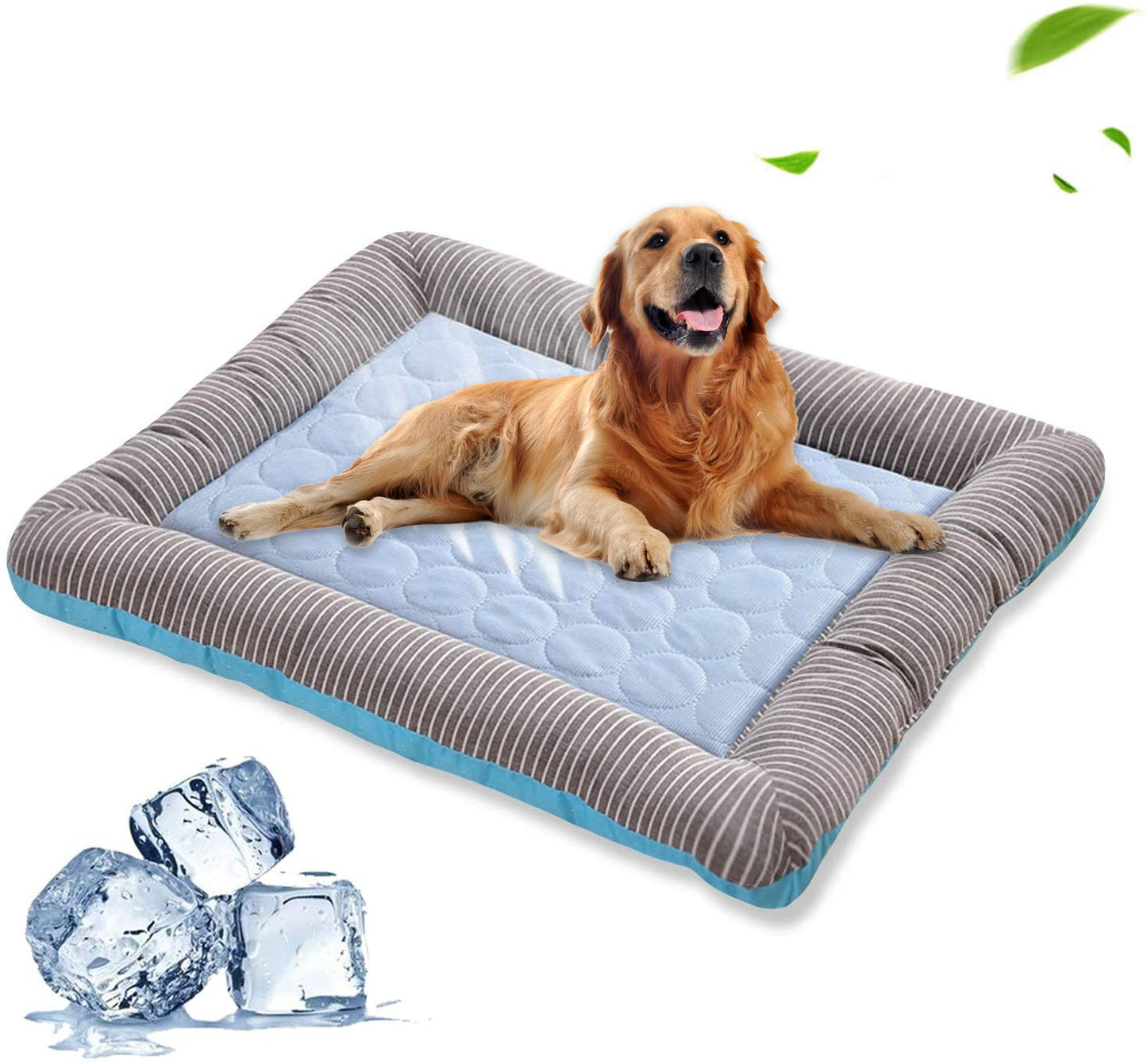Pet Cooling Pad for Dogs and Cats - Soft Ice Silk Mat for Summer Comfort, Breathable Blue Design