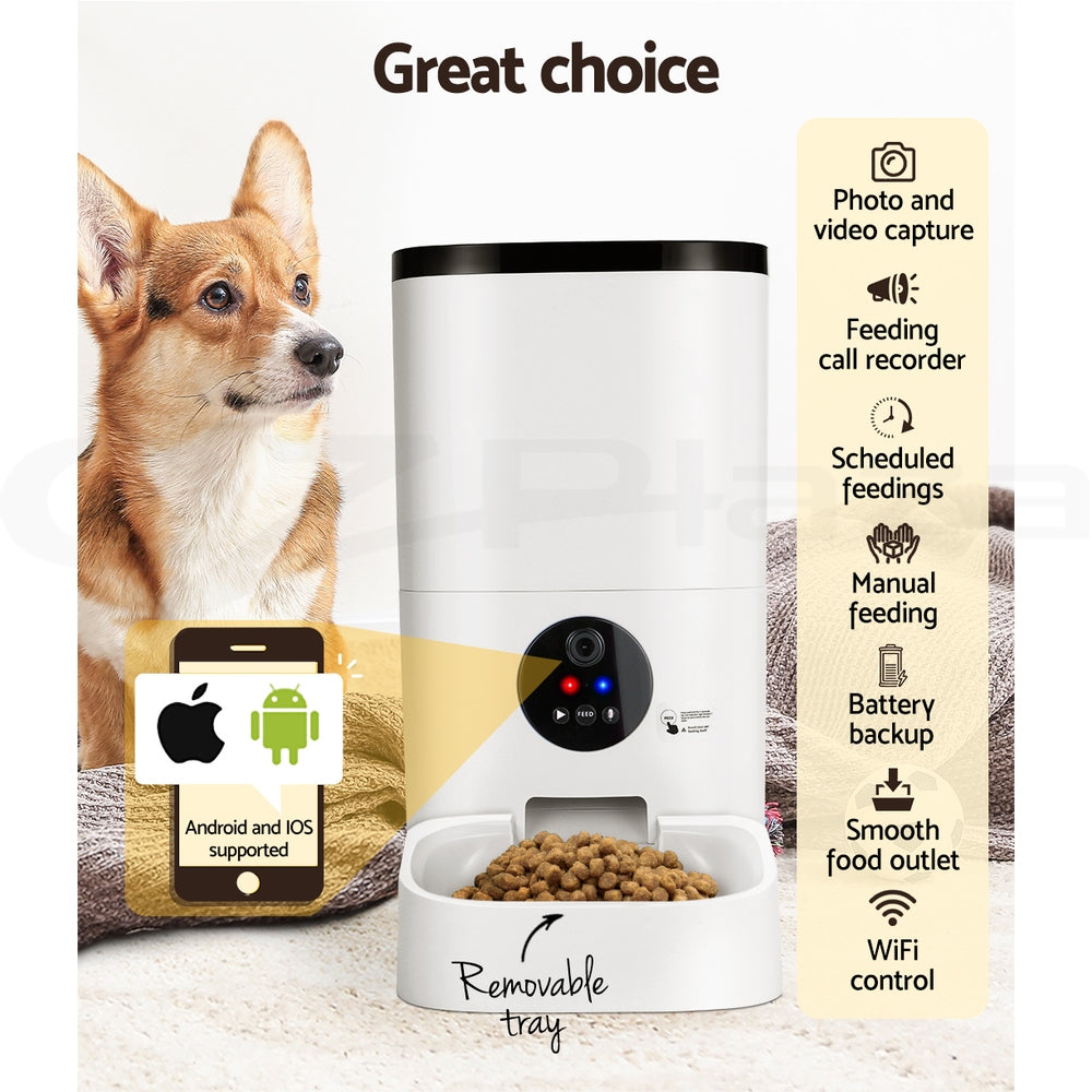 I.Pet Smart Automatic Pet Feeder with Camera and WiFi Connectivity for Dogs and Cats