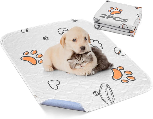 Washable Dog Pee Pads - 2 Pack Small 18"x24" Super Absorbent Reusable Training Pads, 100% Waterproof Non-Slip Design for Whelping, Playpen, and Crate Use