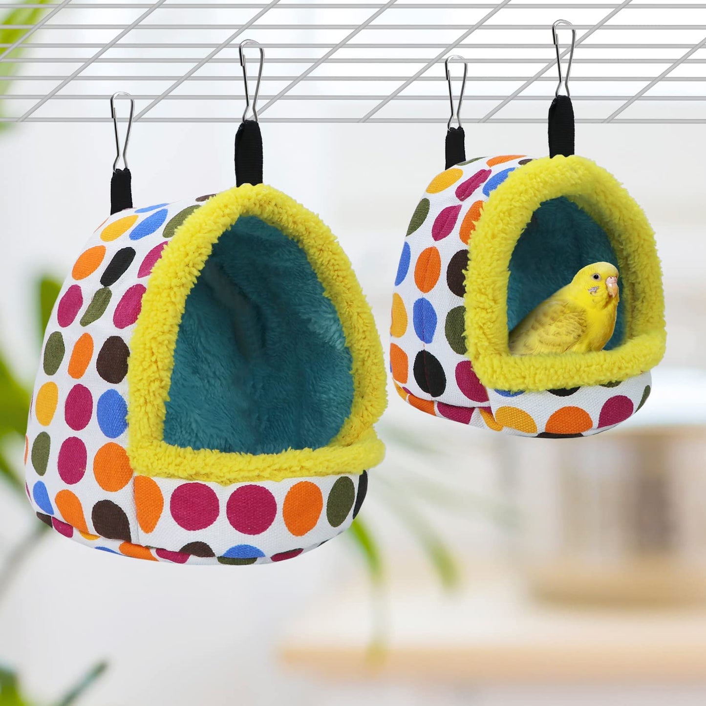 Medium Plush Bird Hanging Hammock Nest House - Cozy Cave Accessory for Conures, Lovebirds, Budgies, and Cockatiels