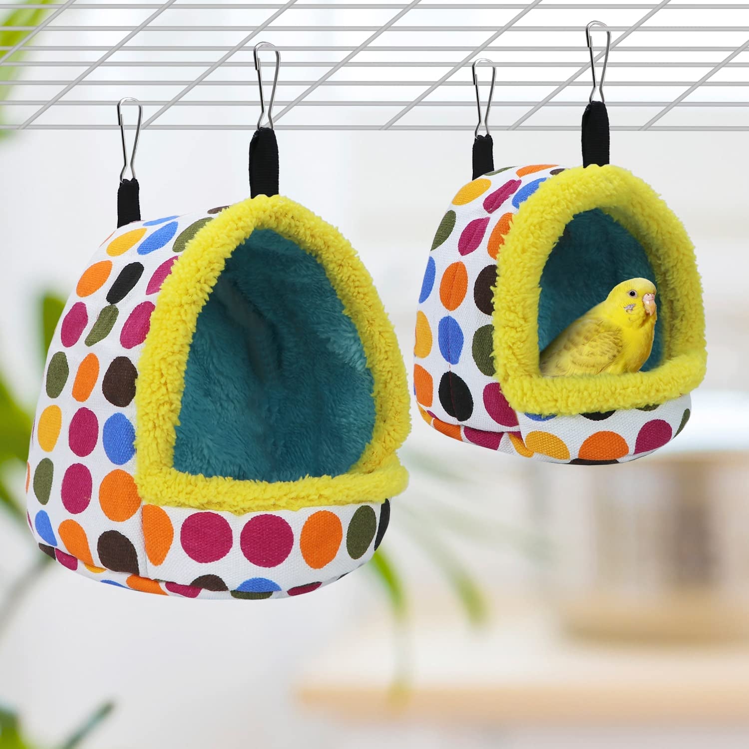 Medium Plush Bird Hanging Hammock Nest House - Cozy Cave Accessory for Conures, Lovebirds, Budgies, and Cockatiels