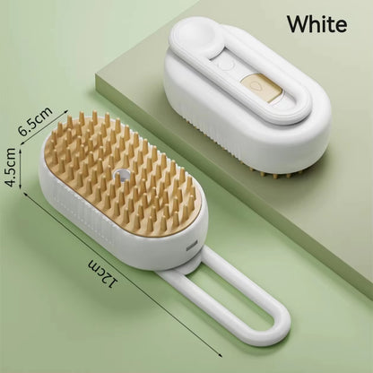 3-in-1 Electric Pet Grooming Brush with Steam Spray and Massage Features for Effective Hair Removal