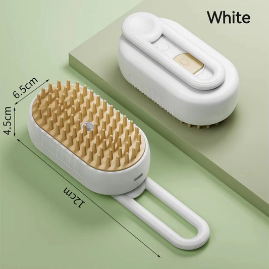 3-in-1 Electric Pet Grooming Brush with Steam Spray and Massage Features for Effective Hair Removal