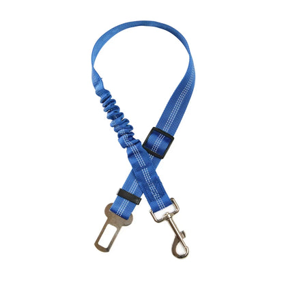 Adjustable Reflective Nylon Dog Seat Belt for Small and Large Breeds - Elastic Travel Safety Restraint for Puppies and French Bulldogs
