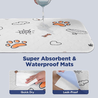 Washable Dog Pee Pads - 2 Pack Small 18"x24" Super Absorbent Reusable Training Pads, 100% Waterproof Non-Slip Design for Whelping, Playpen, and Crate Use