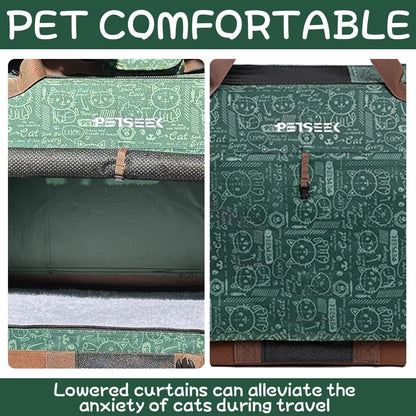 Extra Large Soft-Sided Cat Carrier and Portable Small Dog Carrier for Two Cats, 24" x 16.5" x 16", Comfortable Folding Design for Car Travel, Green