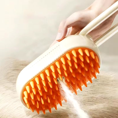 3-in-1 Electric Pet Grooming Brush with Steam Spray and Massage Features for Effective Hair Removal