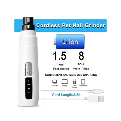 Electric Pet Nail Grinder for Dogs and Cats - Turbo USB Rechargeable Claw File N9
