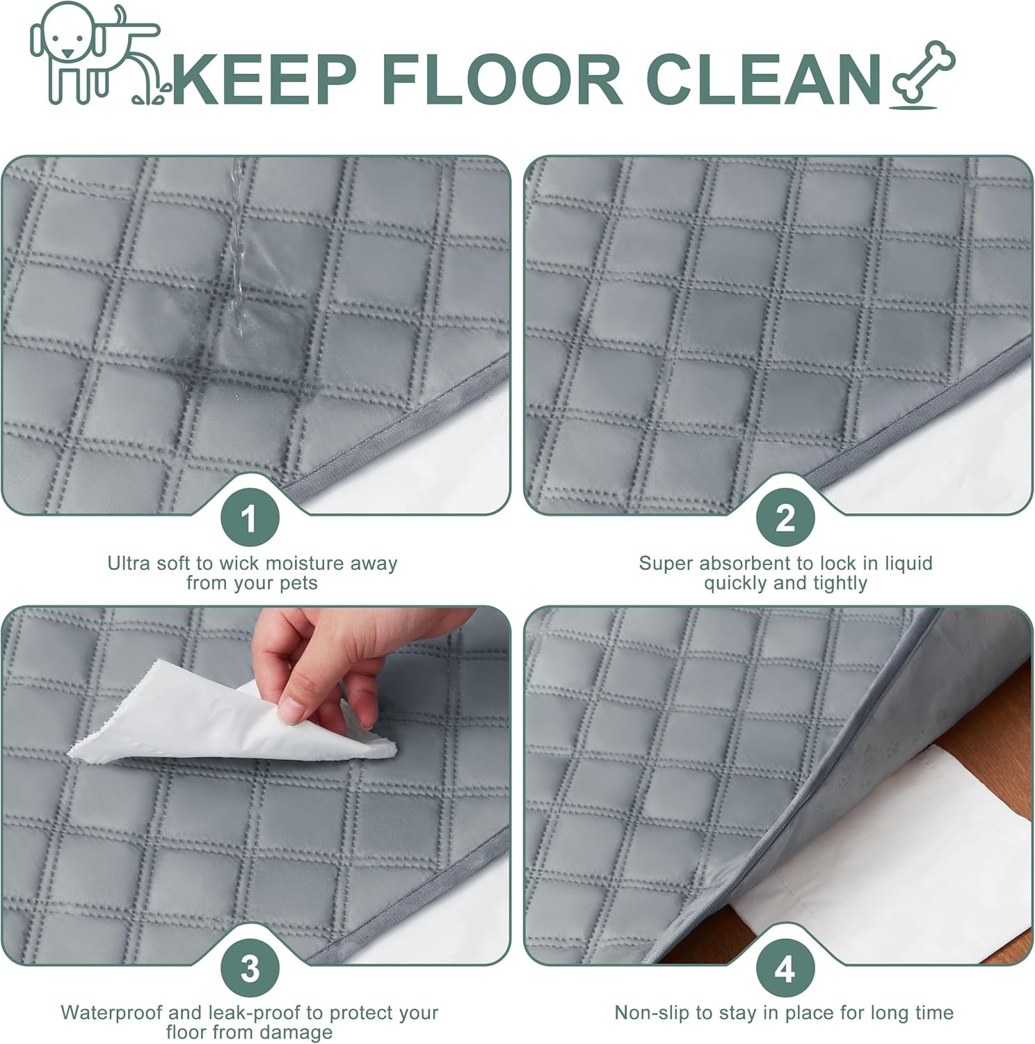 Large/Extra Large Reusable Washable Dog Pee Pads - 36'' x 41'' - 2 Pack, Absorbent Non-Slip Waterproof Potty Training Pads, Leak-Proof Whelping Solutions